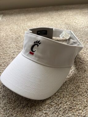 Nike White Dri-FIT University of Cincinnati Adjustable Visor with Black Logo